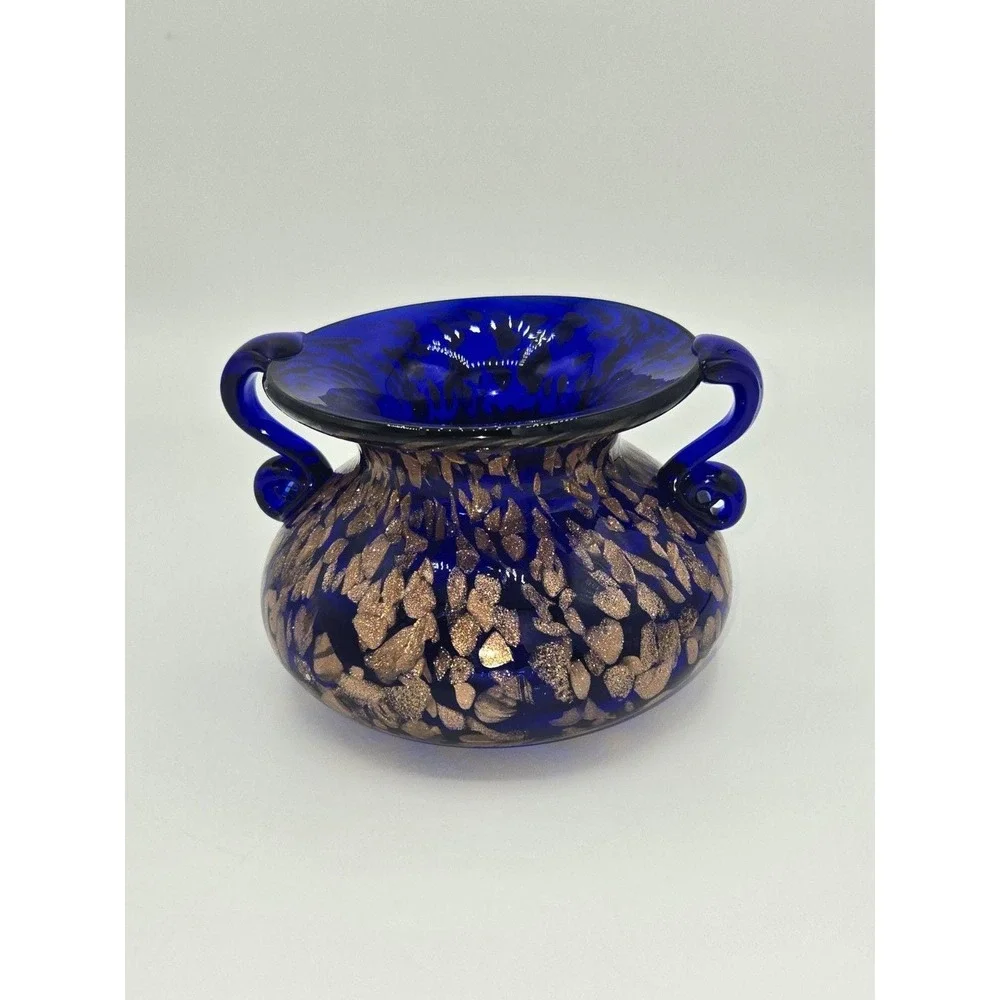 Joska Designs‎ Silberberg Kristal Mundgeblasen Bavaria Cobalt Aventurine Vase
